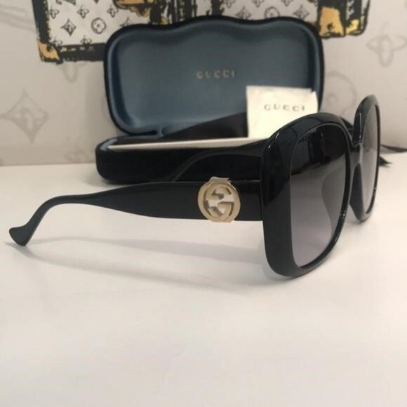 New Authentic Gucci GG1029SA 001 Black Square Sunglasses Grey Gradient Lenses - Picture 8 of 11